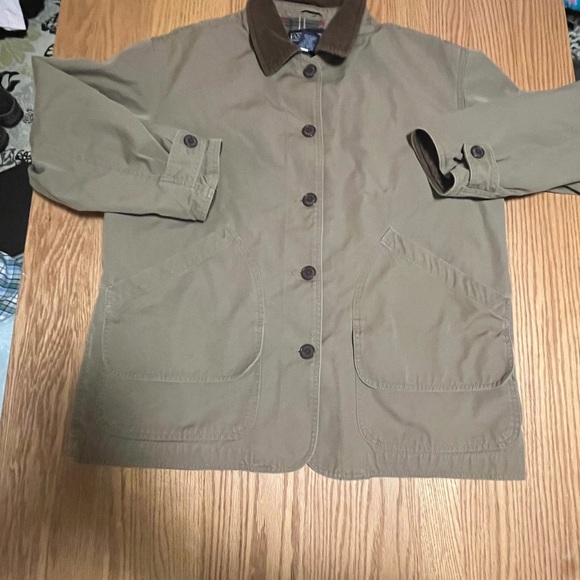 Lands' End Jackets & Blazers - Lands' End Tan Barn Jacket with Brown Collar